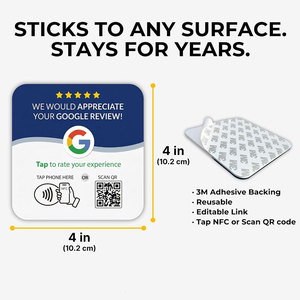 การ์ดรีวิว Google แบบกำหนดเองพร้อม NFC QR Code แตะเพื่อให้คะแนนประสบการณ์ ป้ายพลาสติกสำหรับธุรกิจ ป้ายคะแนน 5 ดาว - Product Image 5