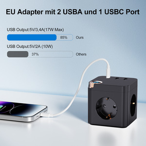 European Standard Power Strip 4 <b>USB</b> A Ports 16A <b>Switch</b> Socket With Child Protection Flame Retardant IP20 Wiring Socket - Product Image 5