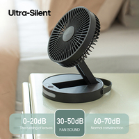 Ventilateur de bureau pliable à suspendre, petit ventilateur rétractable, mini ventilateur électrique USB à faible bruit, rechargeable 3600mAh