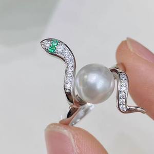 11660 WENCHI Anillo de Plata S925 DIY con Soporte Vacío para Serpiente Espiritual y Perlas de 7-10mm, Estilo Personalizado, China - Product Image 3