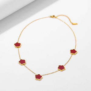 สร้อยคอใบหญ้าห้าแฉกประดับมุกเปลือกหอยเคลือบทอง PVD18k คุณภาพสูง ขายส่งและขายปลีกจากโรงงาน - Product Image 6