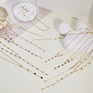 Оптовая продажа: Длинное многослойное Y-образное колье из нержавеющей стали с разноцветными цирконами для женщин, в стиле INS, роскошное, эффектное - Product Image 1