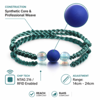 Pulsera Inteligente NFC con Cordón Ajustable y Cuentas para Eventos de Redes Sociales, Marca Personal y Enlaces Digitales