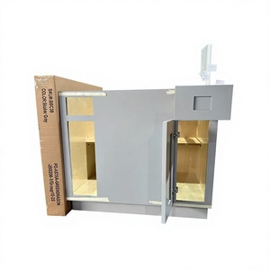 Gabinete de Cocina de Madera Maciza Gris Shaker con Panel de Contrachapado Modelo BBC39 Diseño Moderno Fácil Instalación - Product Image 1
