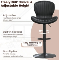 Moderne et abordable 360 ° Tabourets de bar pivotants avec repose-pieds, tabourets noirs pour bar, cuisine, café, pub, fête, vente chaude, mobilier de bar