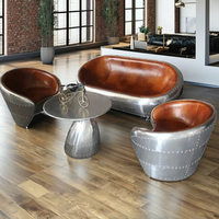 Chaise longue en cuir de luxe de style aviateur rétro industriel pour salon, chambre à coucher, salle à manger