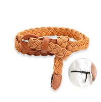 Ceinture tressée pour femmes, ceinture en corde cirée respirante et tendance pour robes d'été et jeans