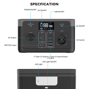 สินค้ามาใหม่ สถานีไฟฟ้าพกพา น้ำหนักเบา กำลังไฟ 600W 1200W เชื่อถือได้ พร้อมแบตเตอรี่ LifeP04 ชาร์จไฟด้วยพลังงานแสงอาทิตย์ได้ เหมาะสำหรับการเดินทางด้วยรถบ้านและการเดินป่า - Product Image 1