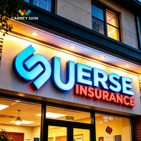 Letrero Personalizado Carrey para Restaurante, Negocio, Tienda, Exterior, Impermeable, con Iluminación LED, Letras Acrílicas en Relieve, Logotipo