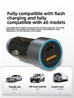 Pengisi Daya Mobil Anti Api Aluminium Alloy Mini 2-Port Tipe-C 48W USB PD Pengisian Cepat QC 3.0 Dual-Port Pengisian Cepat Ponsel