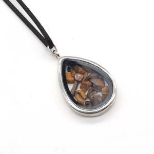 תליון קריסטל שרשרת תליון זהב 18 "חבל שחור לנשים גברים 3-8 מ" מ אבן חן אבן חן פתוחה משאלות יד צ 'קים - Product Image 4