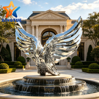 Sculpture d'aile d'aigle en acier inoxydable poli miroir sur mesure pour centre commercial, villa de luxe, entrée de siège d'entreprise
