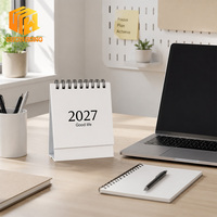 Mini calendrier de bureau 2027, 6 couleurs, reliure Wire-O, personnalisable, vente en gros, OEM, couverture mate