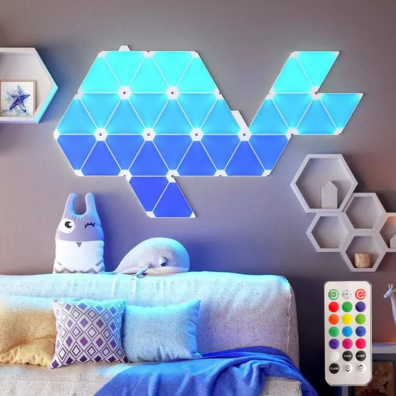 WiFi APP Music Control Panels Kit RGB Color Triangle Smart Led Panel Light For Room touch quantum Wall Lighting