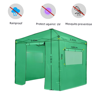 Grande serre pliable avec couverture en PE résistante aux UV, cadre métallique pliable, porte à fermeture éclair et fenêtres enroulables pour <span class=keywords><strong>le</strong></span> jardinage - Product Image 3