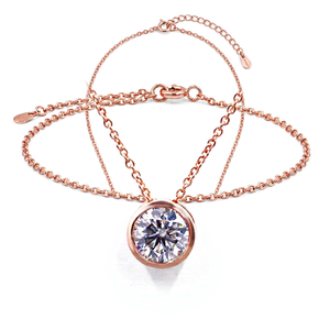 TIANYU GEMS Collier pendentif solitaire personnalisé en or 14/18 carats avec moissanite grise taille brillant ronde, sertissage griffe, bijoux vintage - Product Image 1