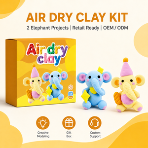 Kit d'argile à séchage à l'air direct usine 2 projets éléphant Argile à modeler non toxique Personnalisation OEM ODM Marque privée Vente en gros en vrac - Product Image 1