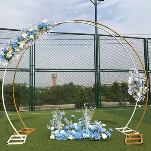 Suporte de backdrop para cerimônia de casamento, suporte redondo dourado de metal para decoração de balão, círculo, cerimônia, para eventos de casamento