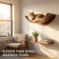 PAIPET Arbre à chat moderne en bois avec hamac, étagères murales pour chats, meubles d'escalade pour chats d'intérieur