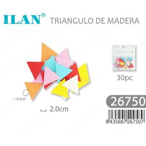 Triangle en bois Ilan 2,0 cm multicolore 30 pièces pour décoration artisanale - Product Image 3