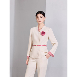 Women's Professional Suit <b>Set</b> Long Sleeve <b>Blazer</b> Trousers Formal Workwear Anti-Wrinkle Worsted Fabric Commute Spring Autumn - Product Image 3