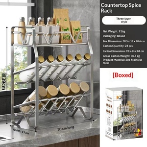 Étagère à épices de cuisine en acier inoxydable, organisateur de comptoir, sans assemblage, support de bureau multi-niveaux - Product Image 6