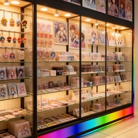 Vitrine d'exposition pour anime avec vitrine en verre trempé personnalisée et éclairage LED couleur sur la base, présentoir pour produits de fumer