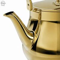 Théière en acier inoxydable avec bouton en cristal, finition polie miroir, poignée cintrée, bec élégant, classique, écologique, compatible gaz et induction, pour la maison