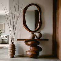 Table console en bois de luxe et miroir mural moderne
