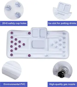Birra gonfiabile personalizzata Pong Pool Float Party Game Raft Beer Pingpong Float 28 portabicchieri tavolo da birra Pong - Product Image 5