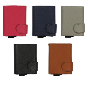 Portatarjetas de visita de aluminio delgado con logotipo personalizado, cartera corta RFID de cuero PU, cierre abierto, forro de nailon antirrobo, CardHoda - Product Image 6