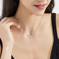 Valentijnsdag cadeau hartvormige moissanite hanger S925 sterling zilveren ketting dames glimlach 1.7CT 7 steen laboratorium gekweekte diamanten ketting