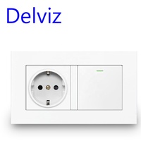 Prise électrique européenne Delviz, panneau PC AC 110 ~ 250V, interrupteur mural 1 gang 2 voies, prise d'alimentation Standard ue 16A