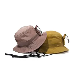 Chapéu de sol de pesca liso com logotipo personalizado, proteção solar UV de aba larga, chapéu de balde de pescador para pesca e caminhadas, boonie, secagem rápida