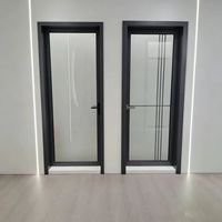 Porte battante de salle de bain en verre trempé double couche, étanche et résistante au vent, adaptée aux appartements et aux hôtels