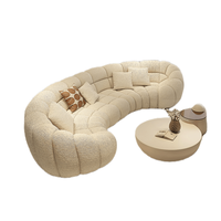 Module de rangée droite personnalisé tissu agneau cachemire canapé incurvé sectionnel citrouille bulle canapé meubles modernes