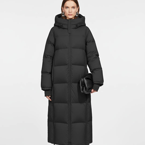 QLYP Giacca Lunga Invernale Impermeabile alla Moda, Imbottita in Piuma, con Zip, Cappuccio Regolabile e Colletto Alto - Product Image 1