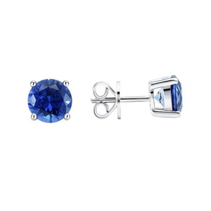 Cadermay Cornflower <b>Stud</b> Earrings 5mm 6.5mm 8mm 9mm Round Brilliant Cut 925 Sterling <b>Silver</b> Four Prong Setting - Product Image 5