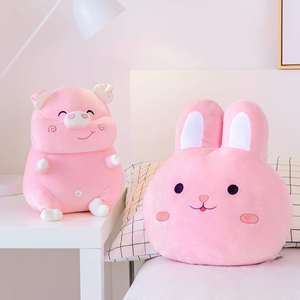 Greenmart Peluche tête de <span class=keywords><strong>Shiba</strong></span> <span class=keywords><strong>Inu</strong></span> mignonne, coussin décoratif personnalisé, coussin chat blanc, jouet en peluche cochon rose avec certification CE - Product Image 2