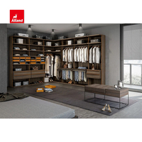 Fournisseur chinois de placards de luxe en bois massif pour chambre à coucher, meubles sur mesure, ouverture par charnière, armoire avec porte en verre