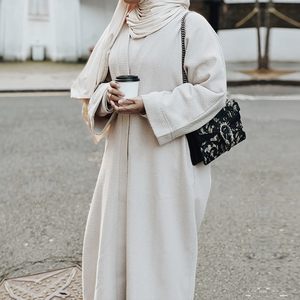 Islamic Clothing <strong>Women</strong> <strong>Winter</strong> Thick <strong>Warm</strong> Modest Abaya <strong>Coat</strong> Dubai Custom Kimono Tweed <strong>Coat</strong> for Muslim - Product Image 5