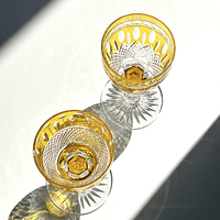 Verres à vin jaunes en cristal taillés à la main de style bohème, verres à pied et à base taillés, décoration de bar à domicile, 250 ml