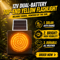 Vente en gros d'usine - Balise de signalisation clignotante jaune à LED alimentée par énergie solaire, étanche IP65, pour la construction routière et la sécurité routière