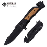 Couteau de survie pliable d'extérieur en acier 3Cr13 personnalisé Hongrui Wholesale, couteau de chasse et de camping, couteau de poche avec manche en acier inoxydable