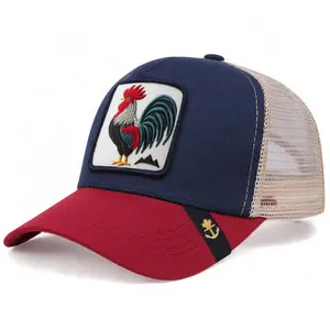 Berretto da Baseball in cotone a 5 pannelli con cappelli in maglia di animali ricamati con Applique ricamati personalizzati 2022