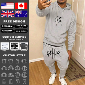 Ensemble sweat à capuche et pantalon de survêtement pour homme KIingSen OEM, en tissu éponge de haute qualité, 100% coton respirant, imprimé en sérigraphie - Product Image 1