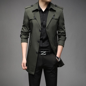Cappotto <span class=keywords><strong>Trench</strong></span> da Uomo Leggero Intrecciato Slim con Bottoni, Stile Coreano Giovanile, Lungo, Autunnale, 9 Colori, Spedizione Diretta - Product Image 3
