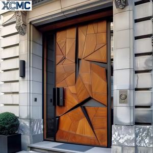 Porte d'entrée simple de villa ou d'appartement, porte pivotante en bois massif de maison moderne - Product Image 3