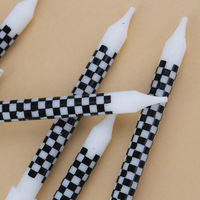 Bougies de fête Voiture de course, Décorations de gâteau d'anniversaire et de cupcakes Drapeau à carreaux Noir et Blanc, Thème course automobile Nouvel An