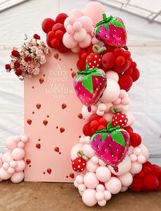 Strawberry <strong>Balloon</strong> Arch Garland Kit Pink Red <strong>Balloons</strong> with Large Strawberry Foil <strong>Balloon</strong> Sweet One Birthday Party Decoration - Product Image 4